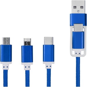 Versatile 3-in-1 charging cable with dual input, Royal blue (Eletronics cables, adapters)